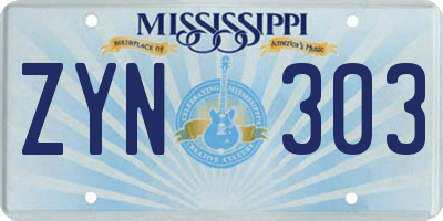 MS license plate ZYN303