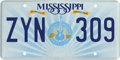 MS license plate ZYN309