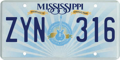 MS license plate ZYN316