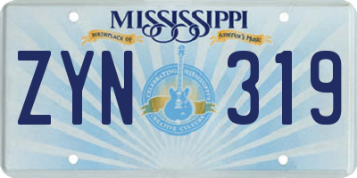 MS license plate ZYN319