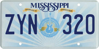 MS license plate ZYN320