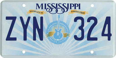 MS license plate ZYN324