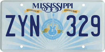 MS license plate ZYN329