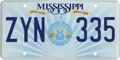 MS license plate ZYN335