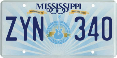 MS license plate ZYN340