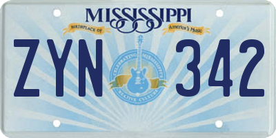 MS license plate ZYN342