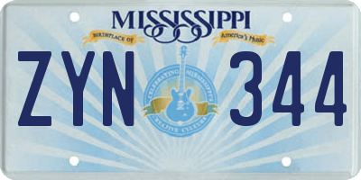 MS license plate ZYN344