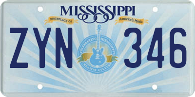 MS license plate ZYN346