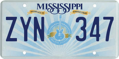 MS license plate ZYN347