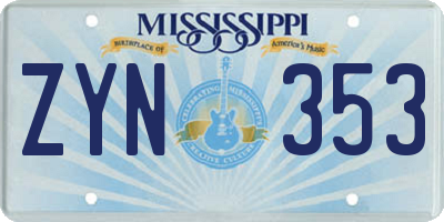 MS license plate ZYN353