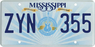 MS license plate ZYN355