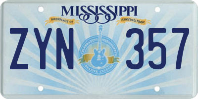 MS license plate ZYN357