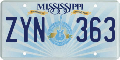 MS license plate ZYN363