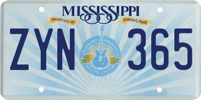 MS license plate ZYN365