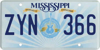 MS license plate ZYN366