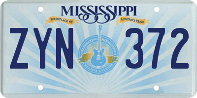 MS license plate ZYN372
