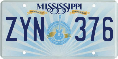 MS license plate ZYN376