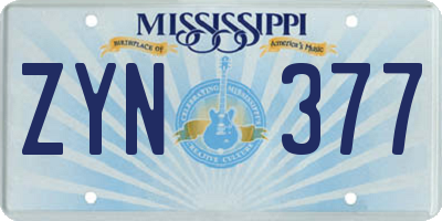 MS license plate ZYN377
