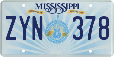 MS license plate ZYN378