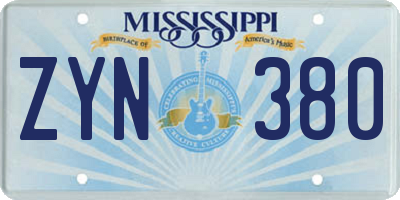 MS license plate ZYN380