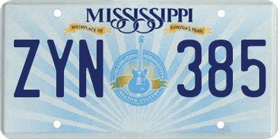 MS license plate ZYN385