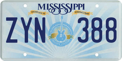 MS license plate ZYN388