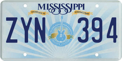 MS license plate ZYN394