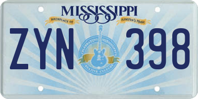 MS license plate ZYN398