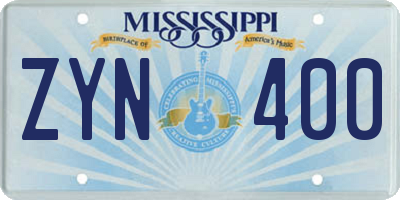 MS license plate ZYN400