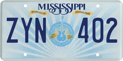 MS license plate ZYN402