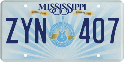 MS license plate ZYN407