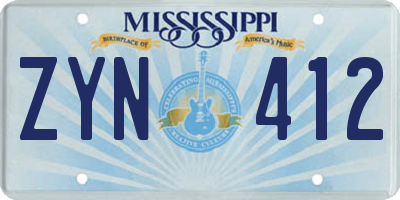 MS license plate ZYN412