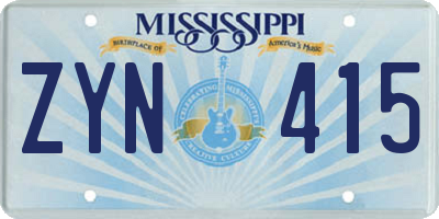 MS license plate ZYN415