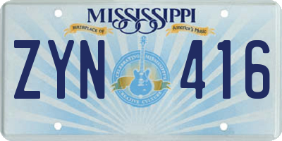 MS license plate ZYN416