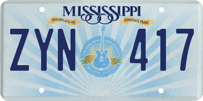 MS license plate ZYN417