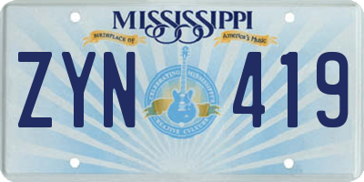 MS license plate ZYN419