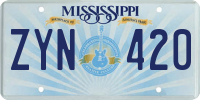 MS license plate ZYN420