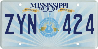 MS license plate ZYN424