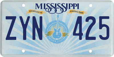 MS license plate ZYN425