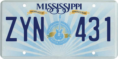 MS license plate ZYN431