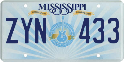MS license plate ZYN433
