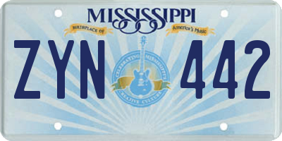 MS license plate ZYN442