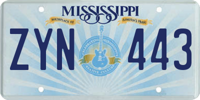 MS license plate ZYN443