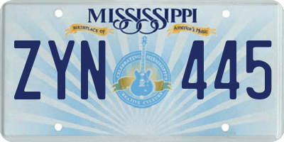MS license plate ZYN445
