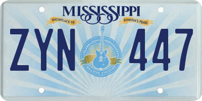 MS license plate ZYN447