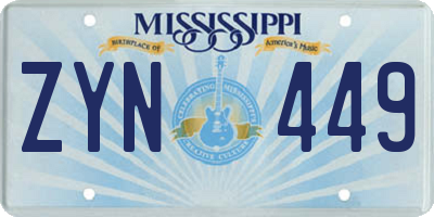 MS license plate ZYN449