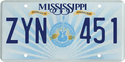MS license plate ZYN451