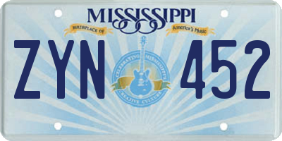 MS license plate ZYN452