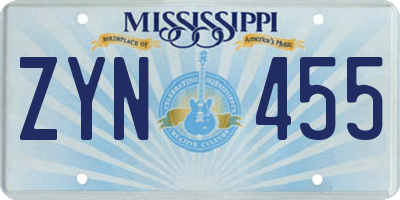 MS license plate ZYN455