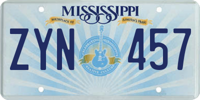MS license plate ZYN457